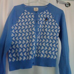 womens/girls land's end medium boat patterned cardigan